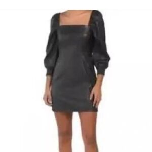 Black Puff Sleeve Mini Dress